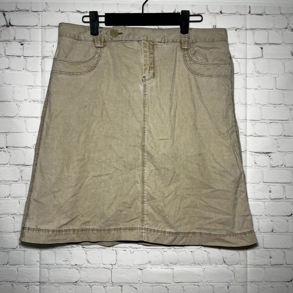 Vintage Y2K GAP Women Tan Corduroy‎ A-Line Mini Skirt Size 8 Gapstretch